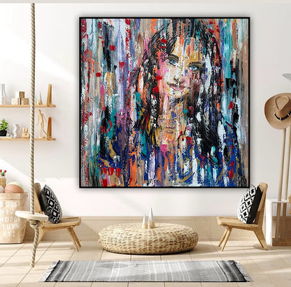 Oka Original Abstract Oil Painting On deep edge Canvas 120 x 120cm ‘Sapphire Eyes’
