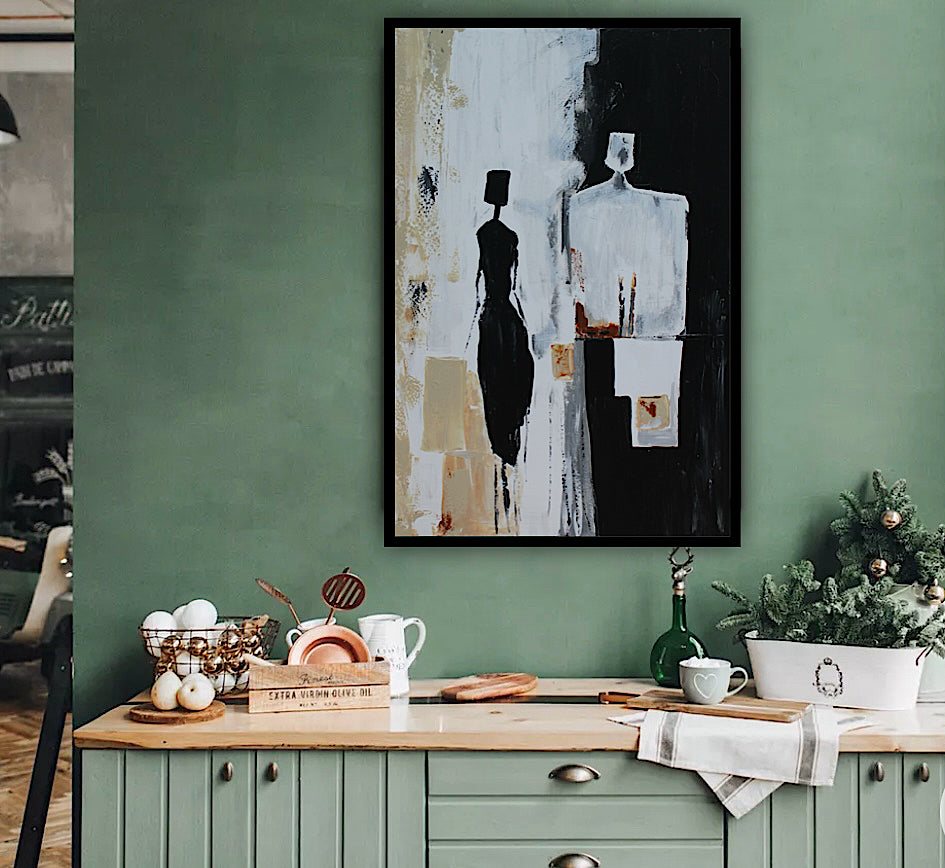 Framed Original Abstract contemporary Oil Painting On Canvas 90x60cm  love to talk oka