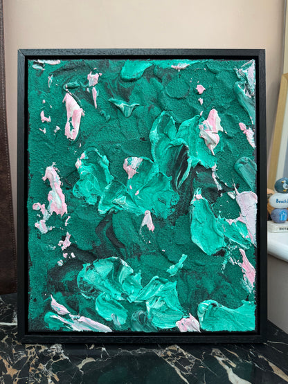Framed in black textured Original Contemporary Abstract Oil Painting On Canvas 35x41cm Garden Love II