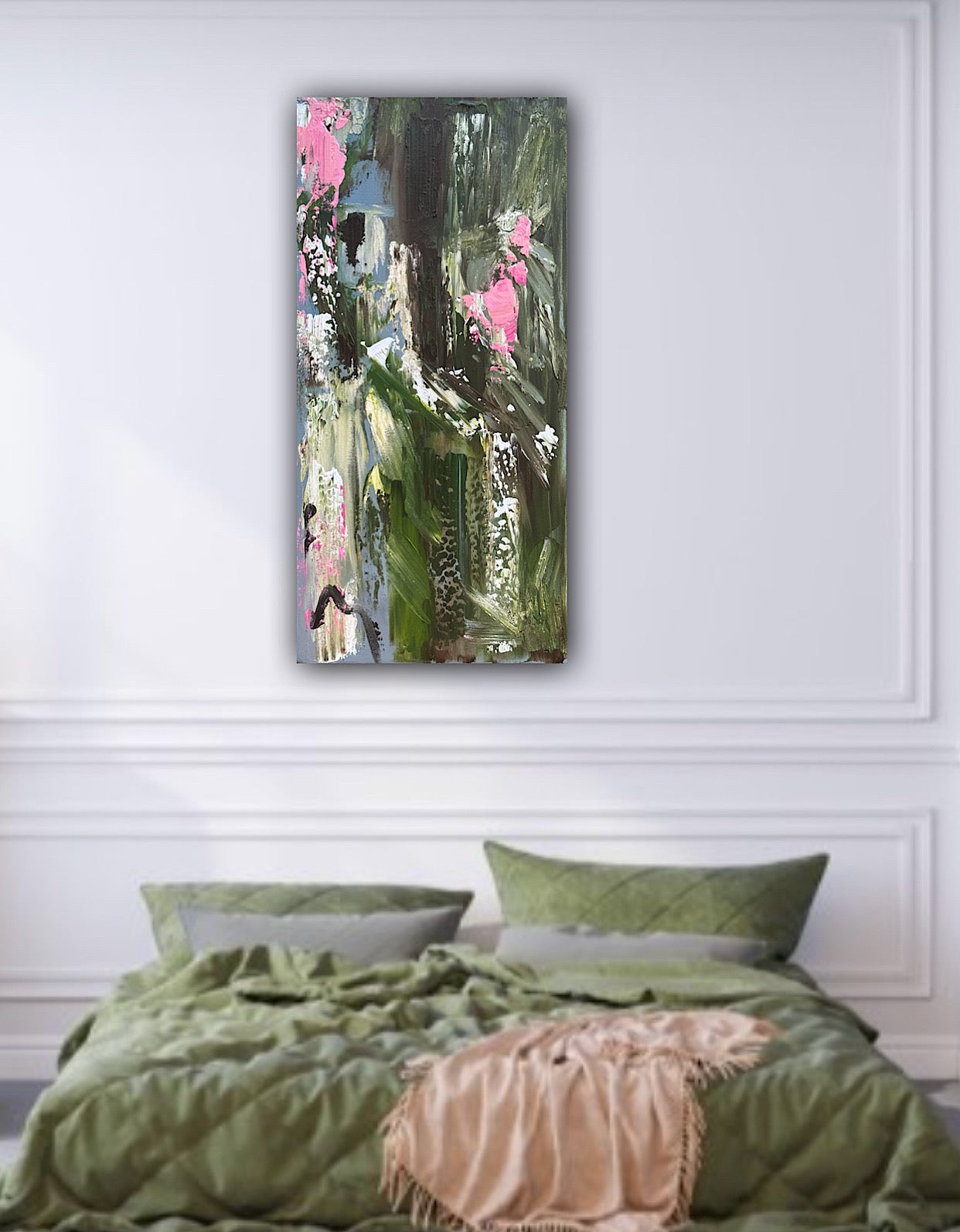 Oka Contemporary Abstract Original Oil Painting 30cm x 60cm textured Lavender Bay