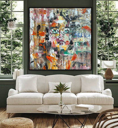 Oka Contemporary Abstract Original Oil Painting On Canvas 80x80cm Woman’s Dreams textured