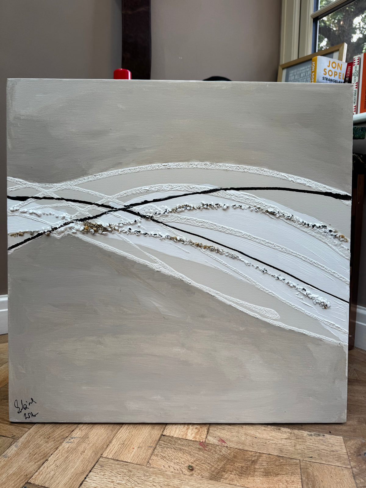 Set of 2 Modern Abstract Original Paintings On Canvas textured ‘Pebbles’  61 x 61cm each