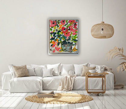 Framed Original Abstract contemporary Oil Painting On Canvas 45x40cm Floral dream textured Oka