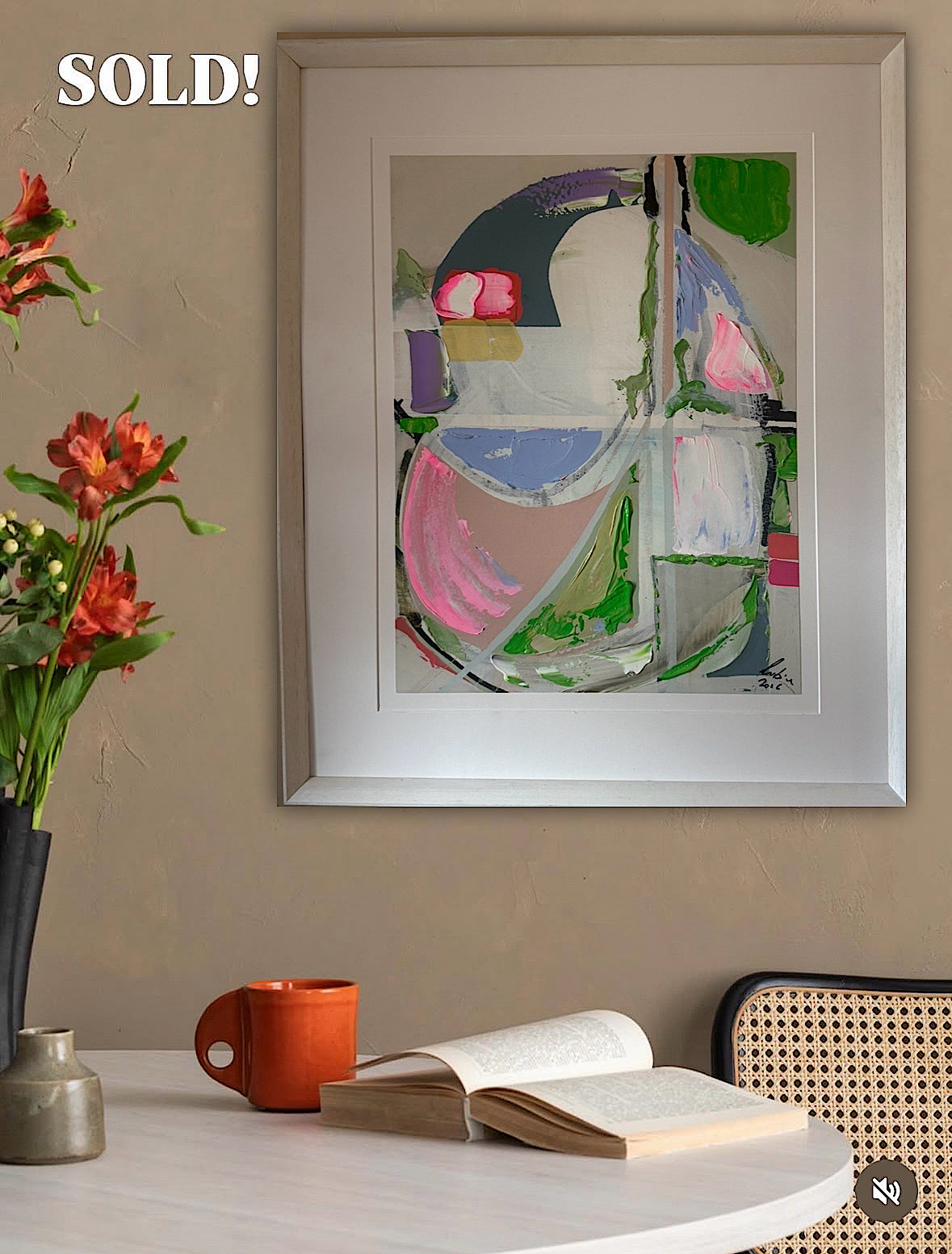 Oka Contemporary Abstract Original Oil Painting On canvas 84x68cm Summer Time framed in white