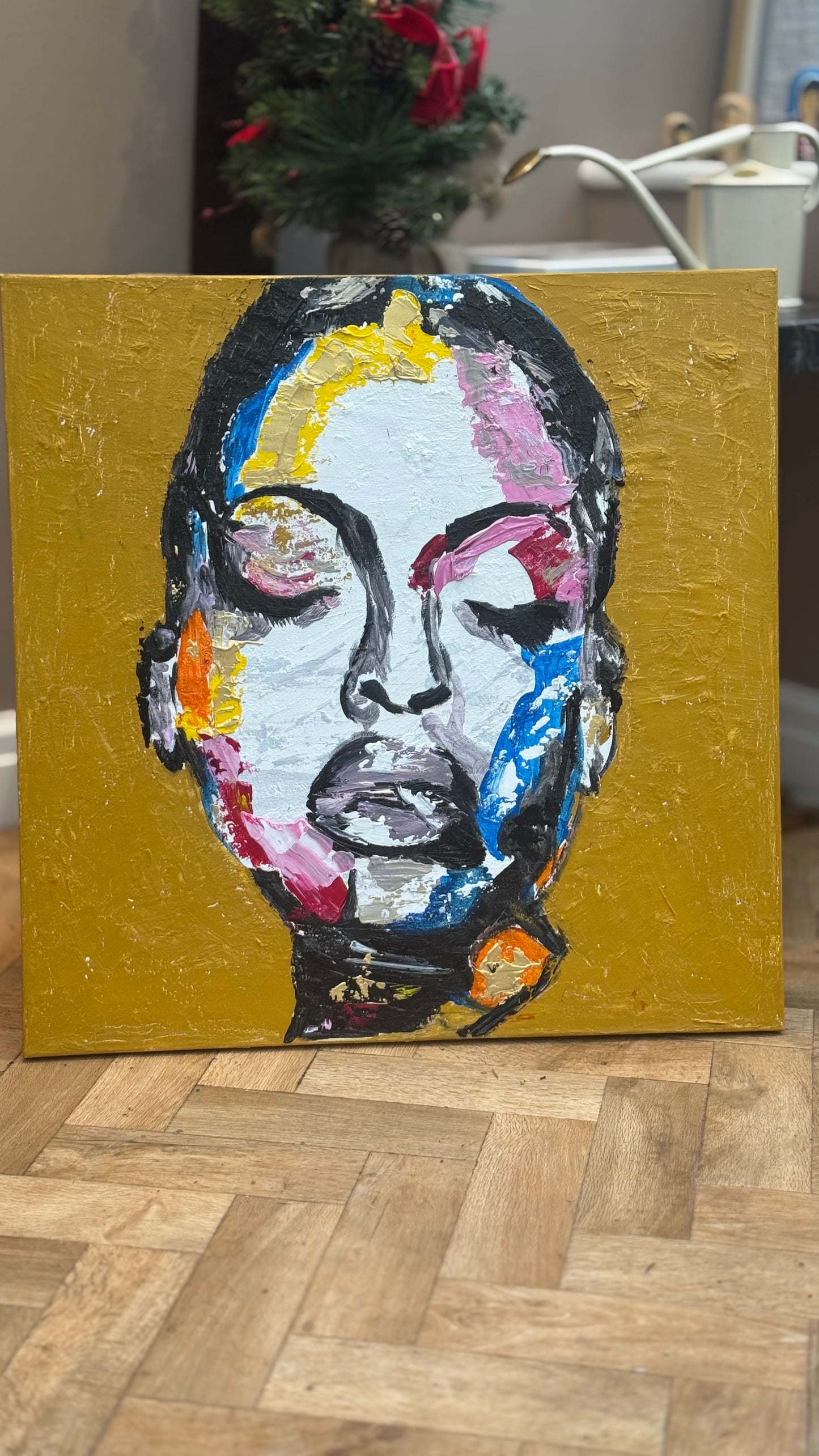 Oka Contemporary Abstract Original Oil Painting 60 x 60cm textured Strong Woman (portrait)