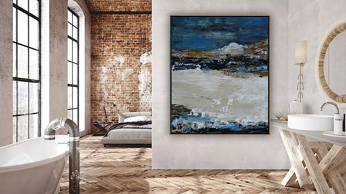 Original Abstract contemporary Oil Painting On Canvas 90x76cm Amalfi Coast Oka