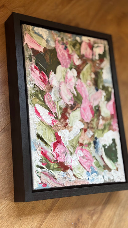 Framed in boack oak frame Textured Original Abstract Oil Painting On Canvas 30 x 40cm Meadow 2