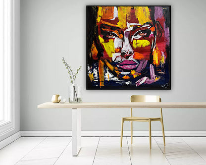 Contemporary Abstract Original Oil Painting On 80x80cm Canvas Unspoken Gaze