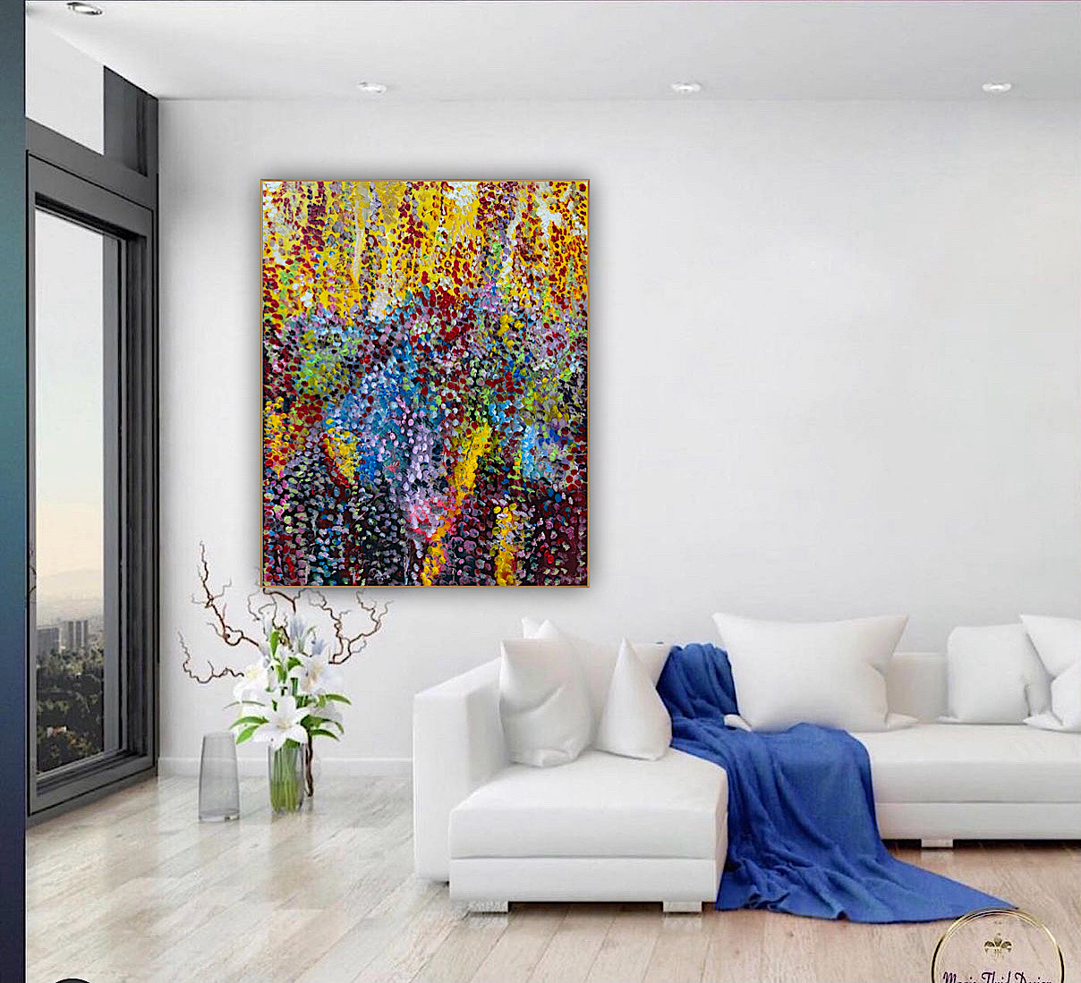 Large Abstract Original Oil Painting On 100x80cm canvas Oka style Sunshine