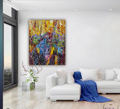 Large Abstract Original Oil Painting On 100x80cm canvas Oka style Sunshine