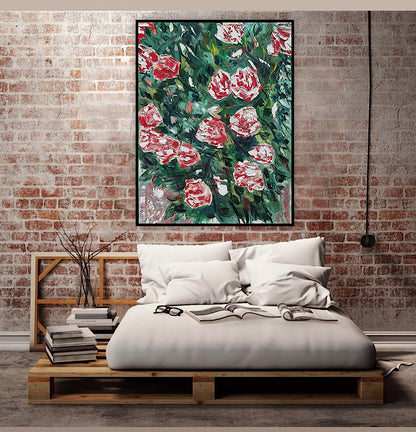 Abstract Impressionist Style Original Oil Painting on canvas 100x76cm Rose Garden