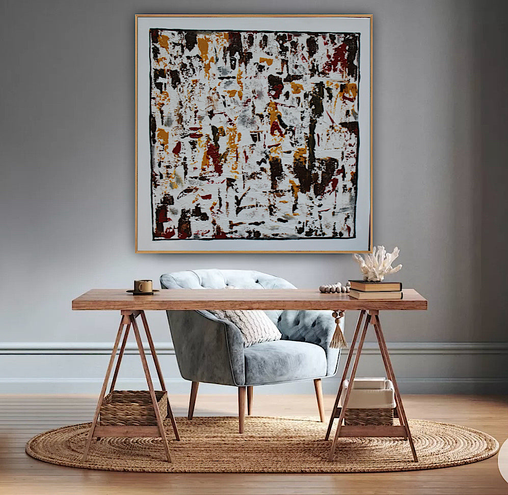 Oka style textured Original modern Abstract Oil Painting On Canvas 80 x 80cm ‘Unfinished Story’