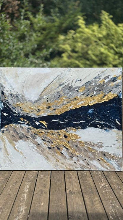 Oka Original Abstract Oil Painting On Canvas 120x100x4cm ‘Horizon ‘Seascape