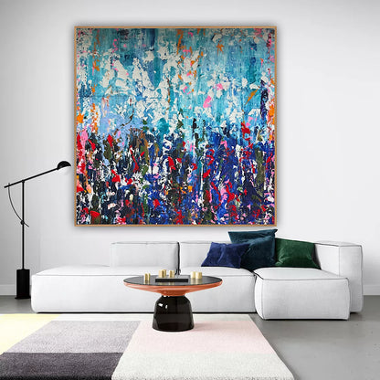 Large Abstract Original Oil Painting On 100 x100cm canvas textured Oka Wild reflections