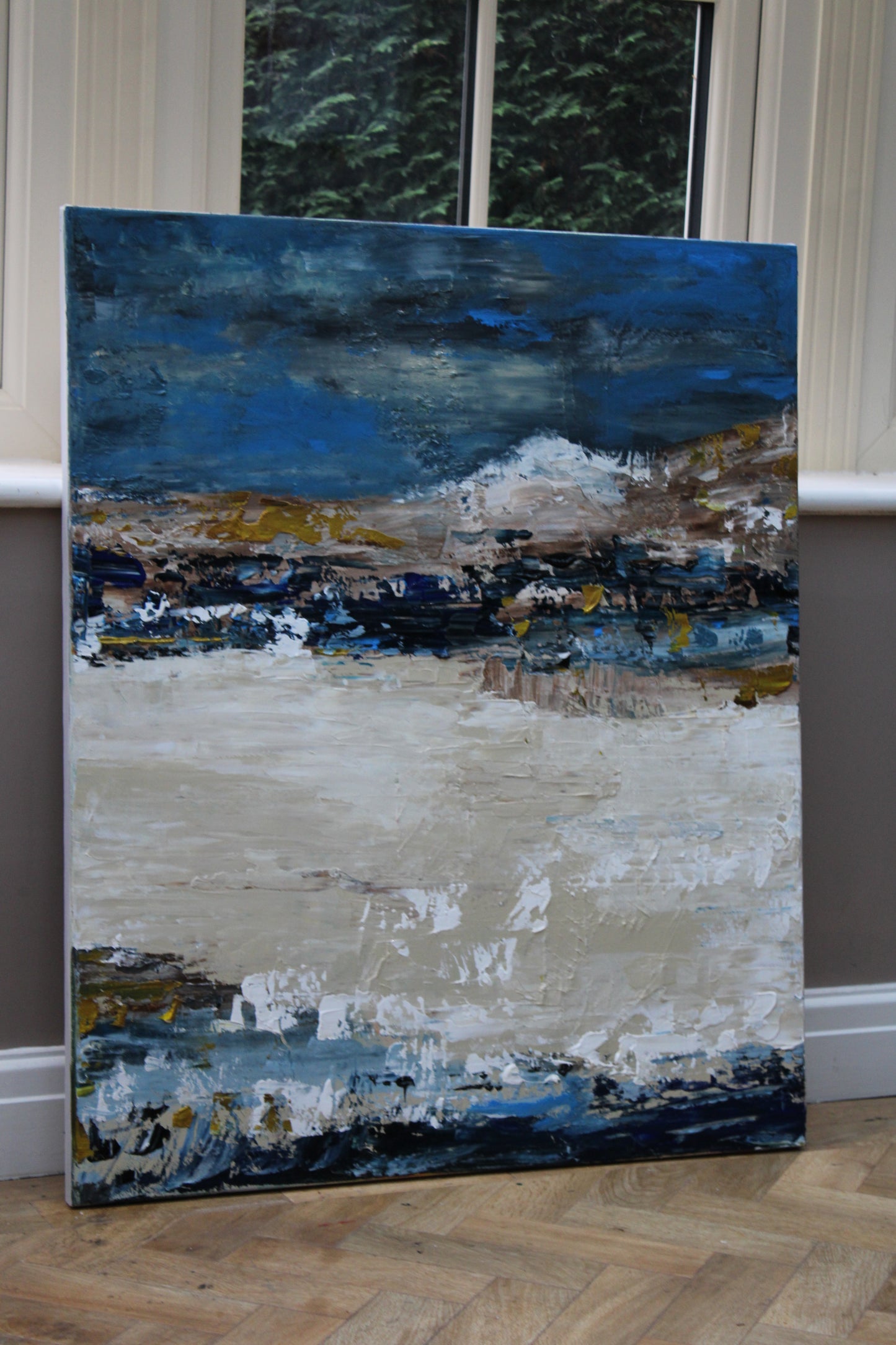 Original Abstract contemporary Oil Painting On Canvas 90x76cm Amalfi Coast Oka