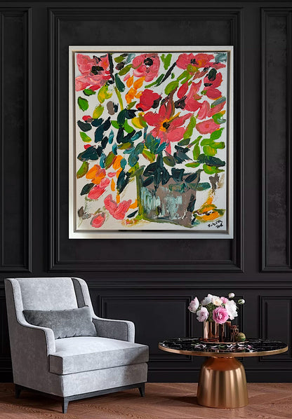 Framed Original Abstract contemporary Oil Painting On Canvas 45x40cm Floral dream textured Oka