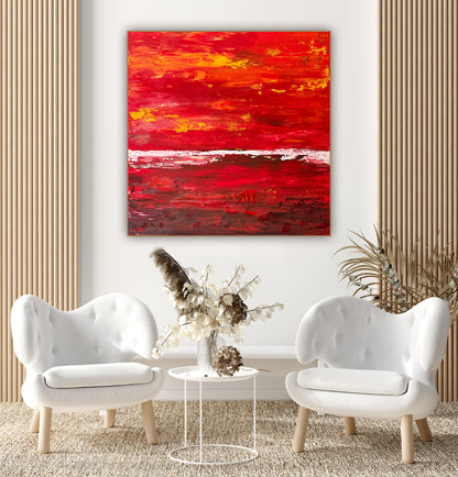 Oka style textured Original modern Abstract Oil Painting On Canvas 80 x 80cm ‘Veil of Dusk ‘Coast