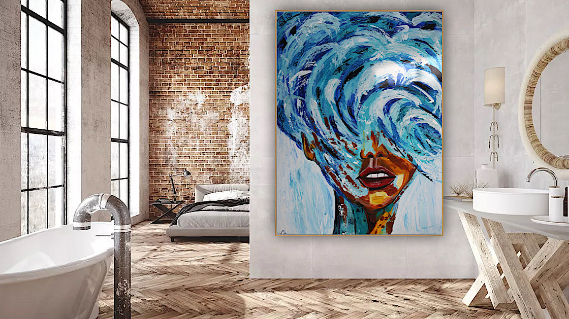 Large Abstract Original Oil Painting On 120x91cm canvas textured Wave Wilderness