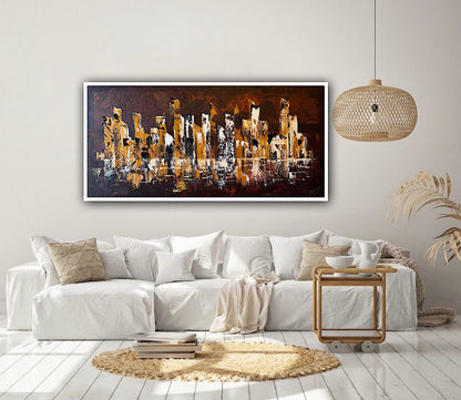 Richter Original Abstract Oil Painting On Canvas 60x120cm Cityscape escape New York
