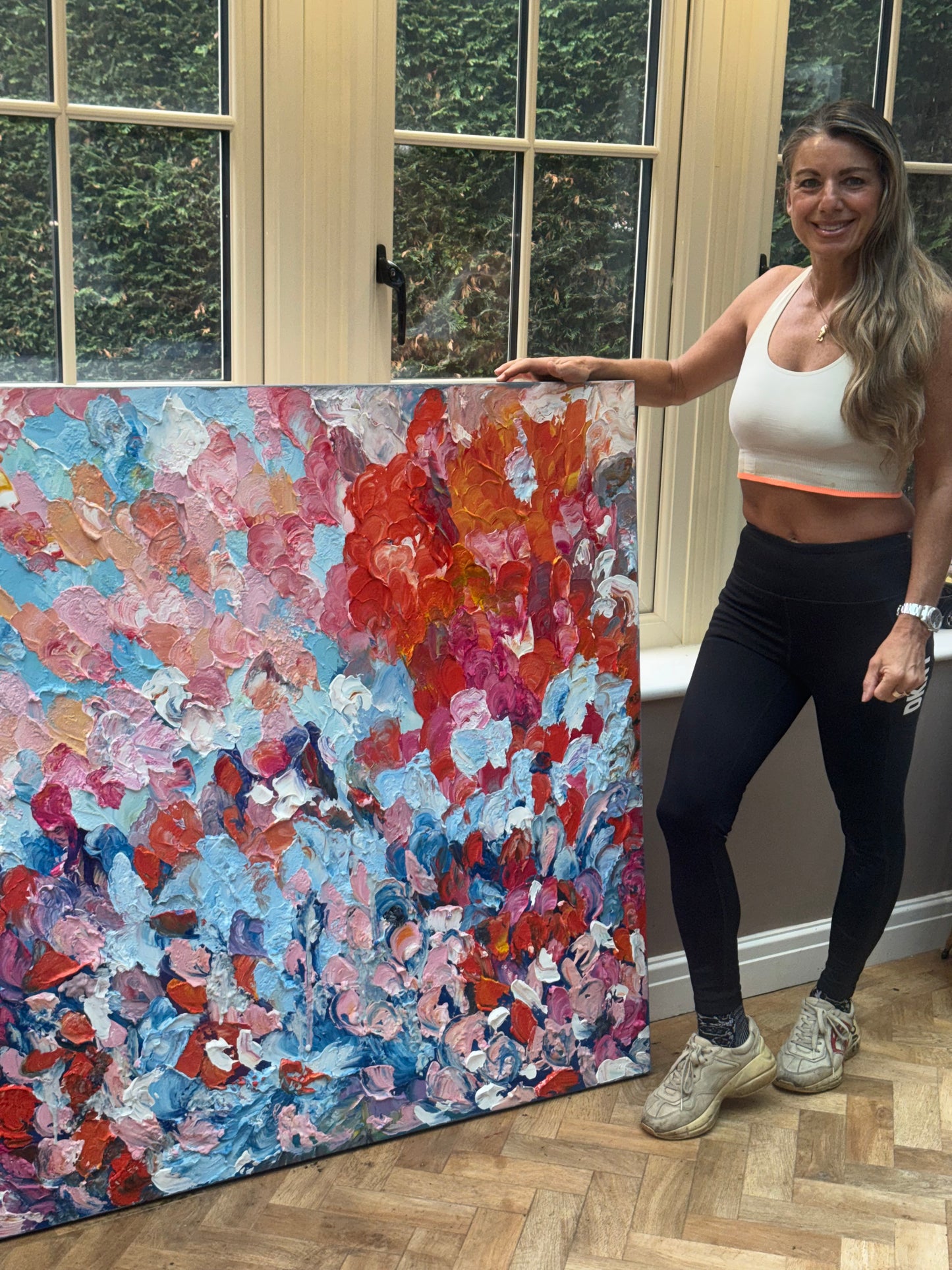Modern Original textured Abstract Oil Painting On deep edge Canvas 120 x 120cm ‘Convergence ‘