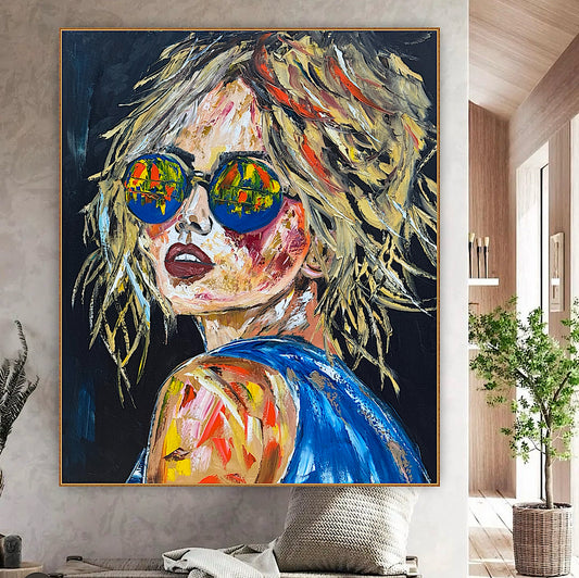 Contemporary Abstract Original Oil Painting of a woman On 90 x 76cm Canvas Amelia woman portrait