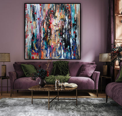 Oka Original Abstract Oil Painting On deep edge Canvas 120 x 120cm ‘Sapphire Eyes’
