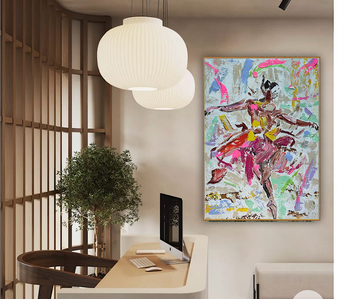 Ballet dancer Original modern Abstract Oil Painting On Canvas 85 x 60cm Oka