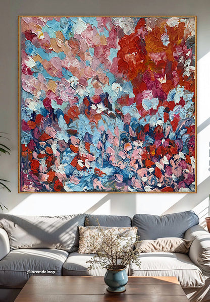Modern Original textured Abstract Oil Painting On deep edge Canvas 120 x 120cm ‘Convergence ‘