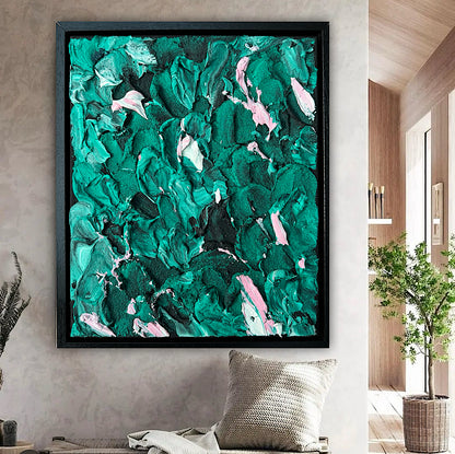 Framed in black textured Original Contemporary Abstract Oil Painting On Canvas 28x33cm Garden Love
