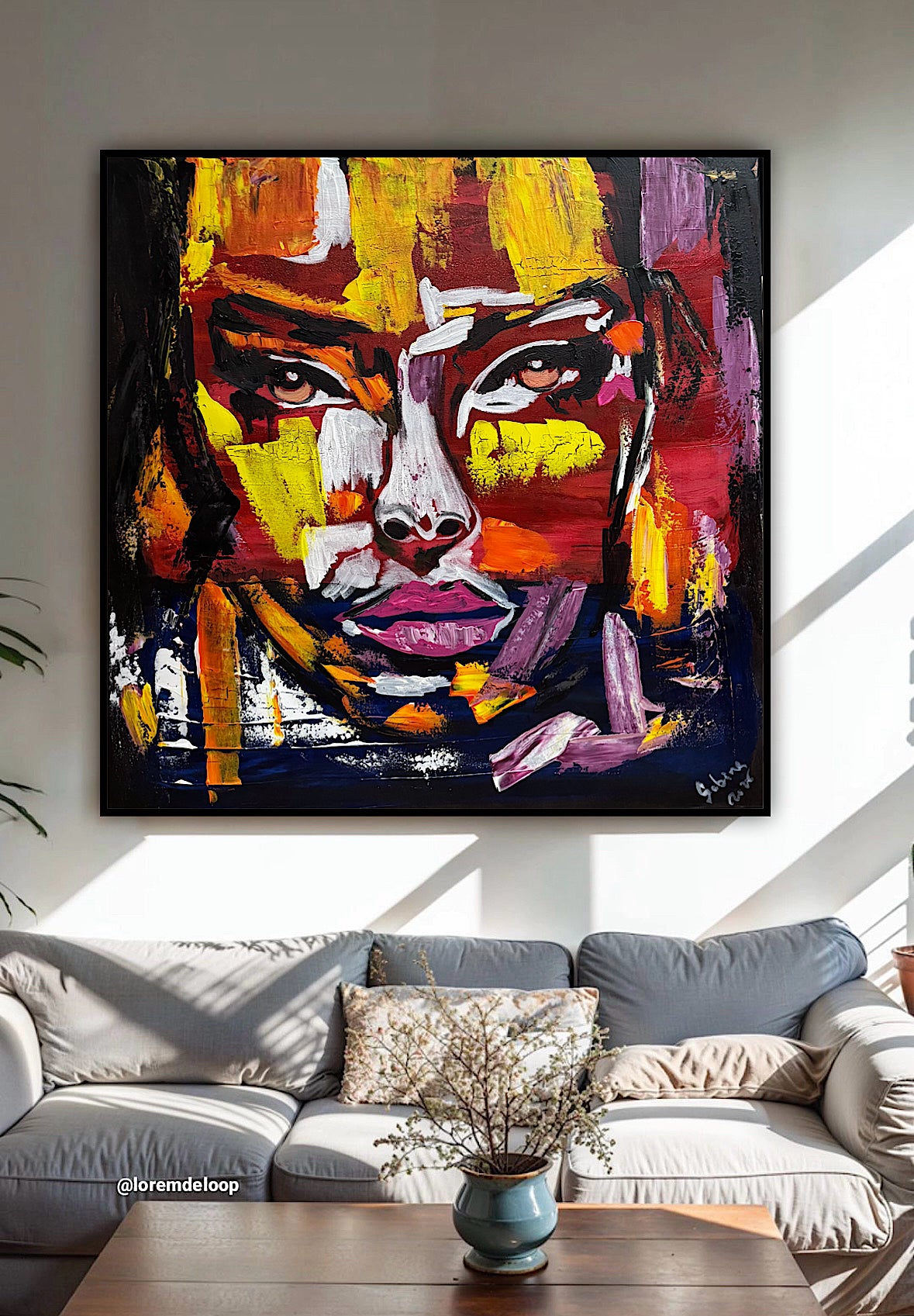 Contemporary Abstract Original Oil Painting On 80x80cm Canvas Unspoken Gaze