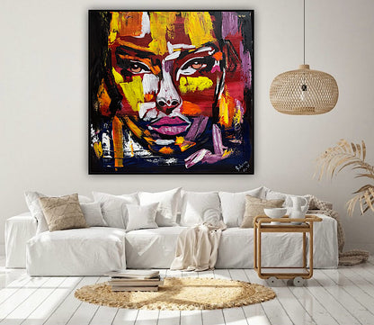 Contemporary Abstract Original Oil Painting On 80x80cm Canvas Unspoken Gaze