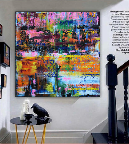 Oka Contemporary Abstract Original Oil Painting On Canvas 80x80cm  “Luminous Echoes”