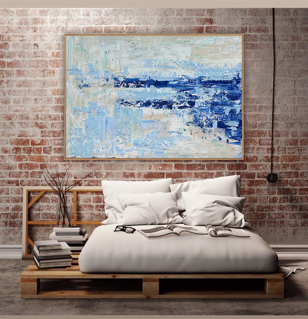 Textured Original Abstract acrylic Painting On Canvas 85 x 60cm Summer Beach
