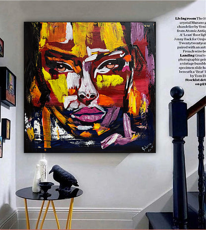 Contemporary Abstract Original Oil Painting On 80x80cm Canvas Unspoken Gaze