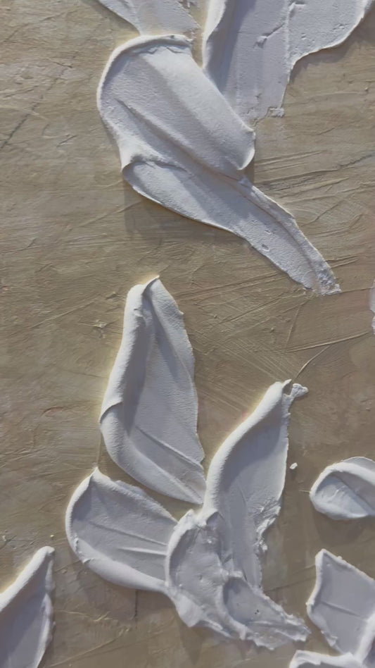 Textured Original Abstract Oil Painting On Canvas stream of leaves 120x100cm Oka